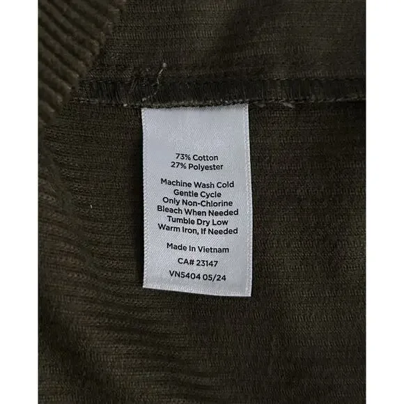 NWT Talbots Olive Moss Corduroy Button Down A-line Skirt Slash Pockets 10 Petite - Picture 5 of 8